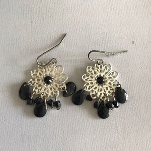 Silver & Black Drop Earrings